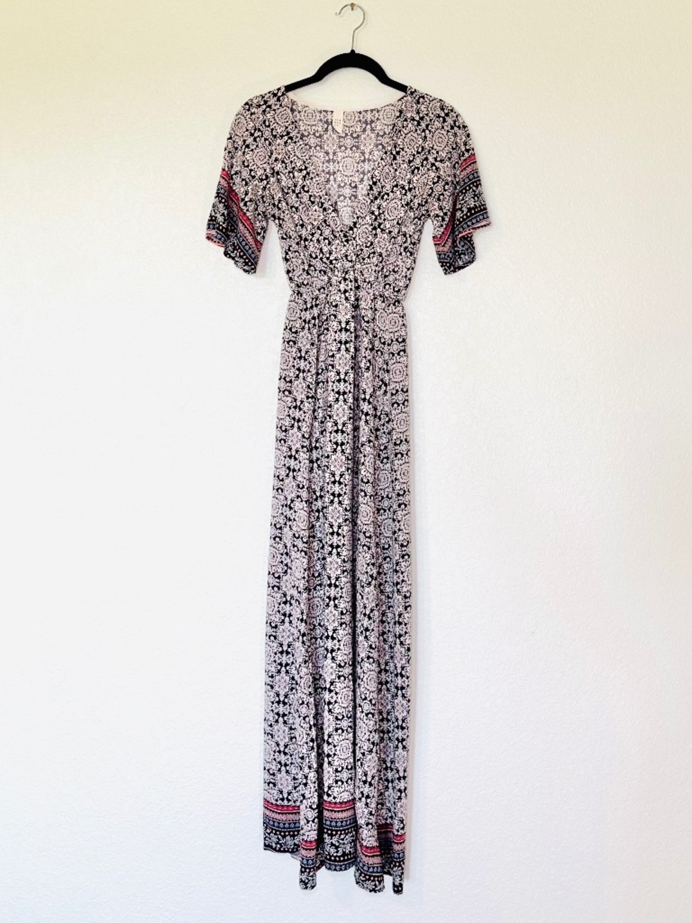 Flamingo Maxi Dress Women's S 4 Boho Feminine Flutter Sleeves Flowy Light USA